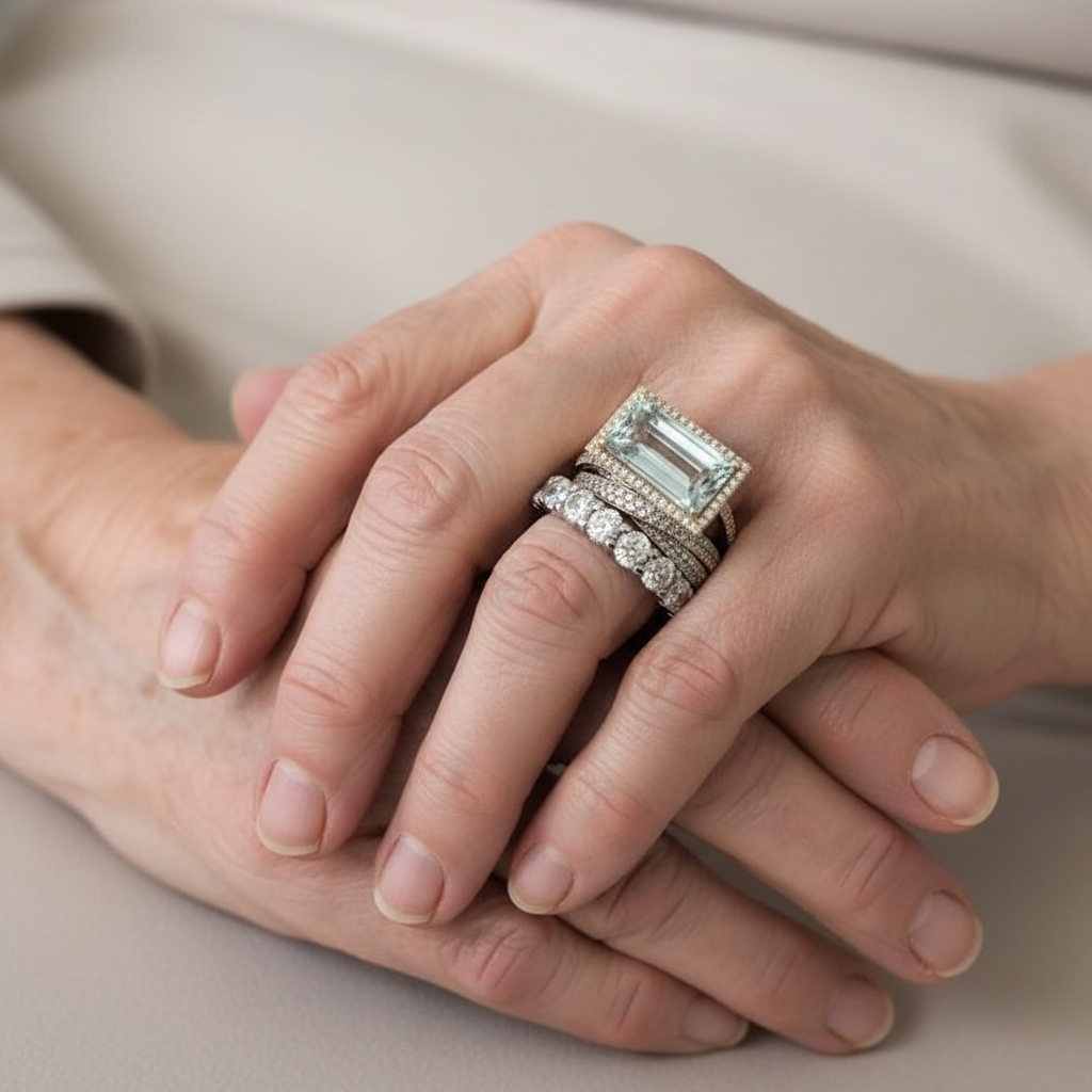 Elizabeth | Vintage Silber Türkis Glas Ring Set