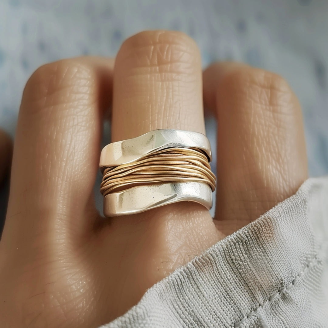 Silberner Goldfäden Ring