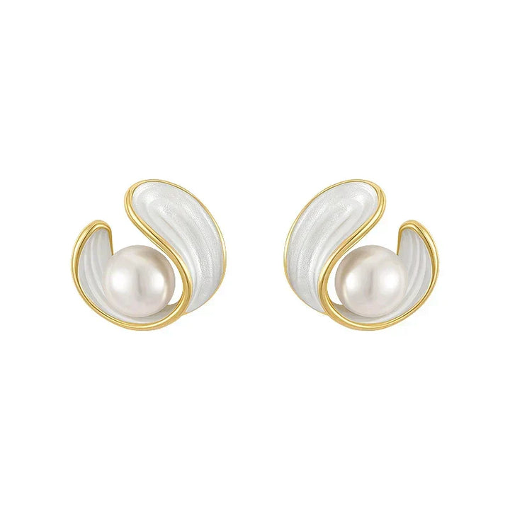 Luxusohrringe mit weissem Opal und Perlen in Gold