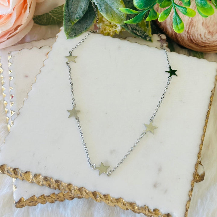 Stella Zarte Sternanhänger Choker Halskette - Gold oder Silber