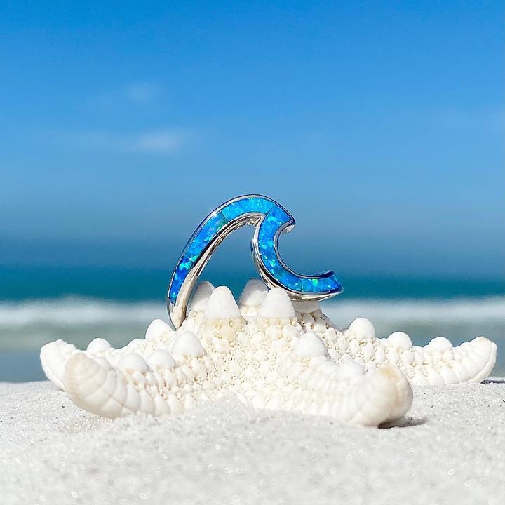 Meerwellenring aus Opal und Silber