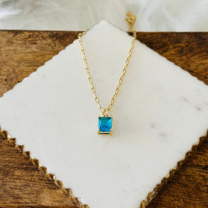 Smaragdschliff Charm-Halskette