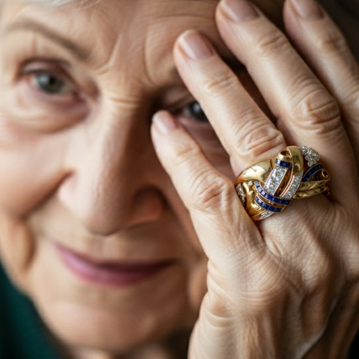 Vintage Gold Blau Zirkonia Ring