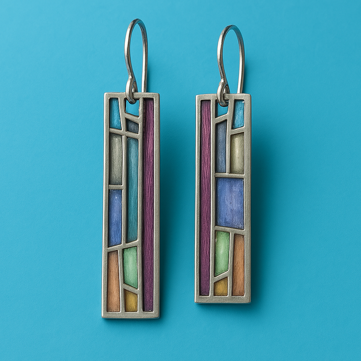 Vintage Bunte Silber Ohrringe