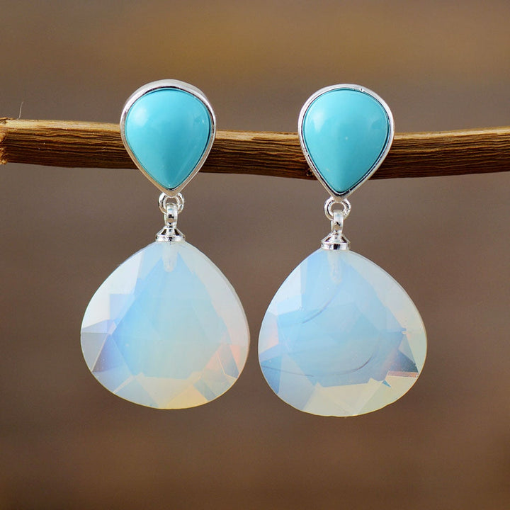 Wassertropfen Opal Ohrstecker mit Anhänger
