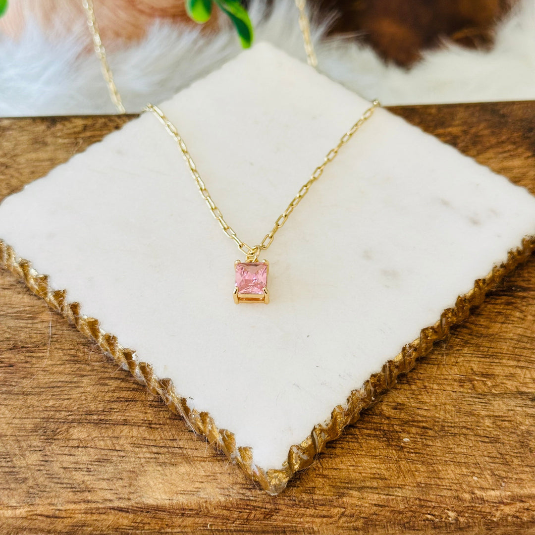Smaragdschliff Charm-Halskette