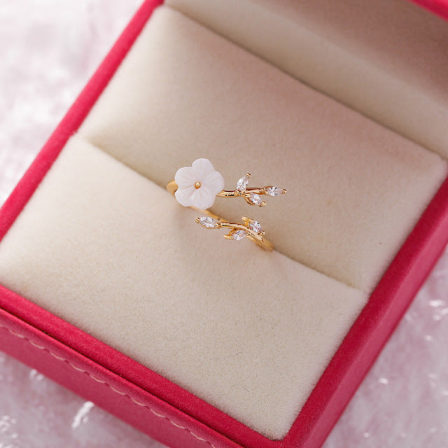 Wildblumenring mit Zirkonia verstellbar in Gold