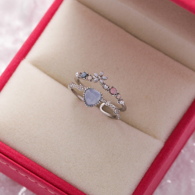 Verstellbarer blauer Steinring mit Zirkonia in Sterlingsilber