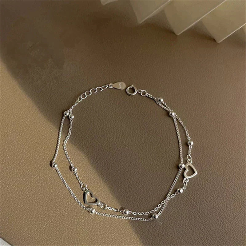 Verstellbares Silberherz-Armband
