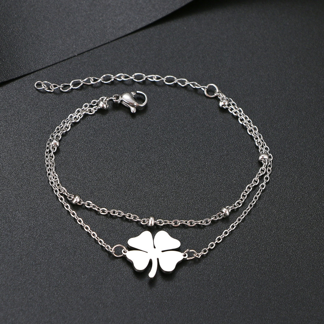 Gold- und Silber-Kleeblatt-Armband