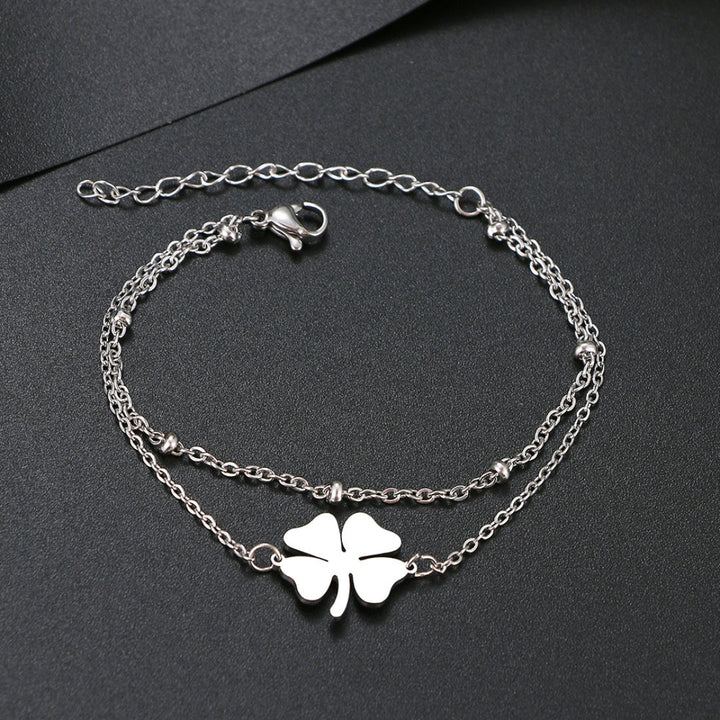 Gold- und Silber-Kleeblatt-Armband