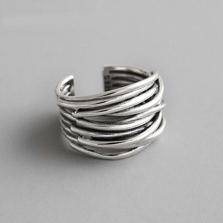 Silberne Verstellbare Geschichtete Ring