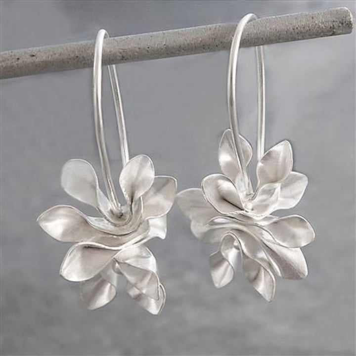 Vintage Unregelmässige Blüten Silber Ohrringe