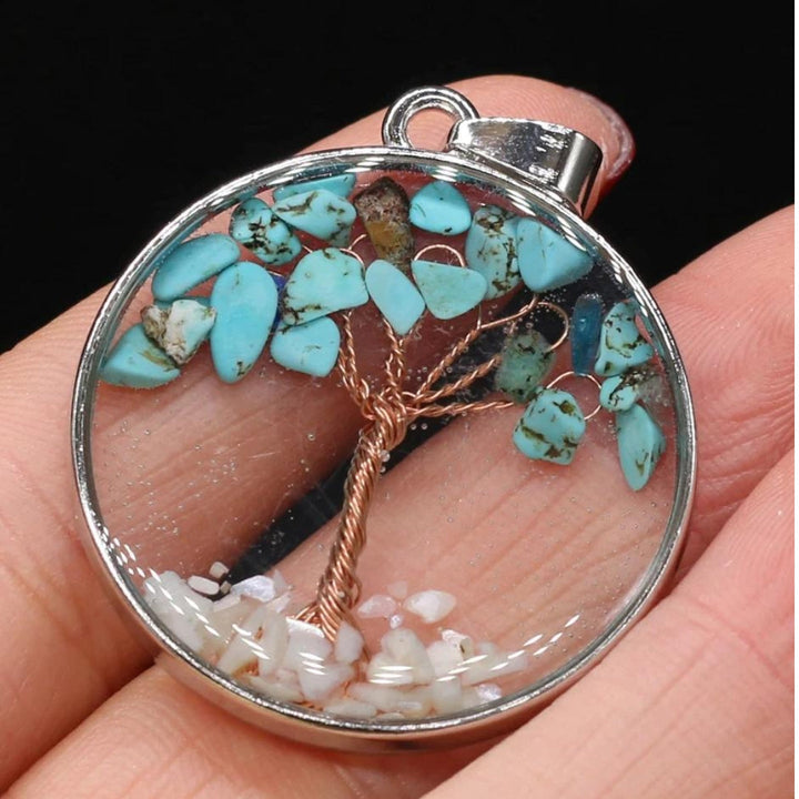 Opal Lebensbaum Halskette in Silber