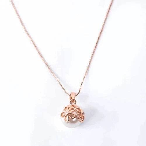 Set Halskette + Ohrringe mit Perlen in Roségold