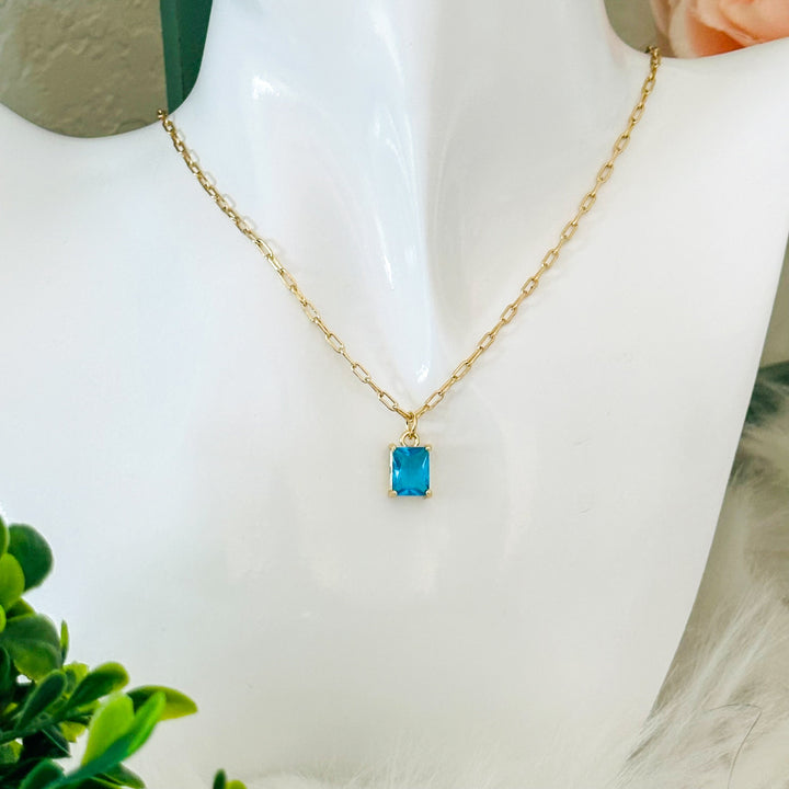 Smaragdschliff Charm-Halskette