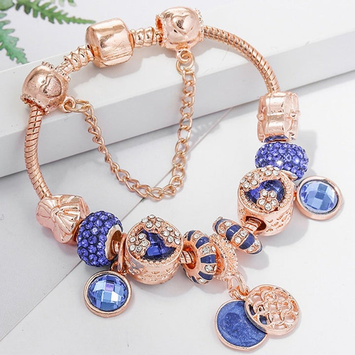 Armband in Pink Silber und Blauem Kristall