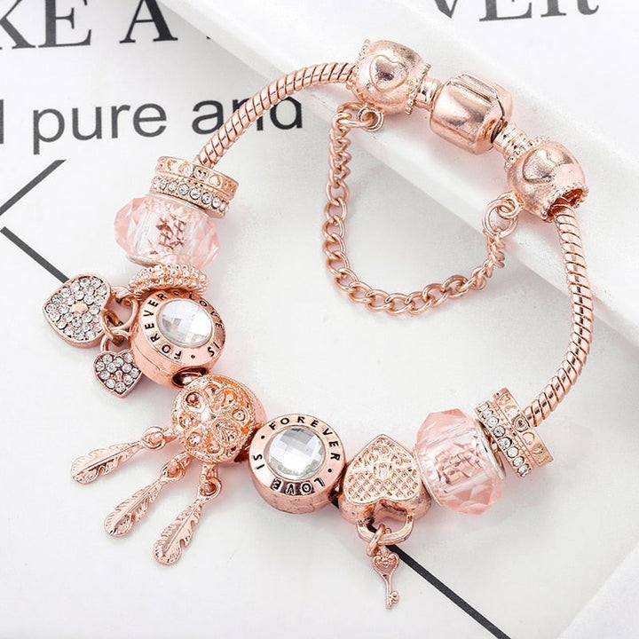 Rose Dreamcatcher Armband mit Charms aus Sterlingsilber
