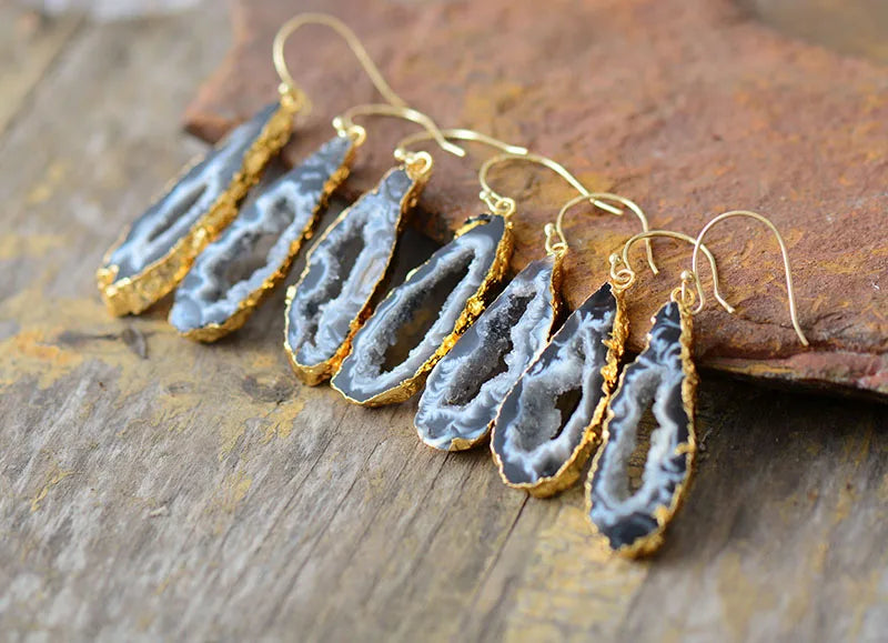 Druzy Geode Tropfenohrringe