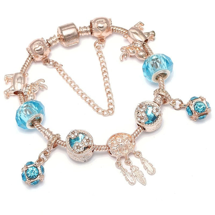 Armband aus Rosé-Silber und blauen Zirkonias