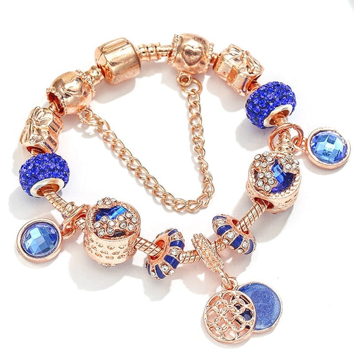 Armband in Pink Silber und Blauem Kristall