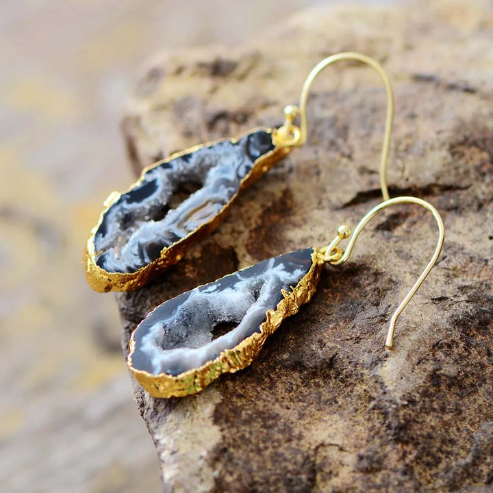 Druzy Geode Tropfenohrringe