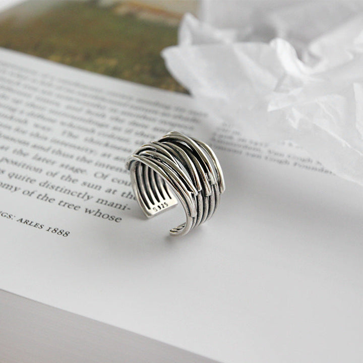 Silberne Verstellbare Geschichtete Ring