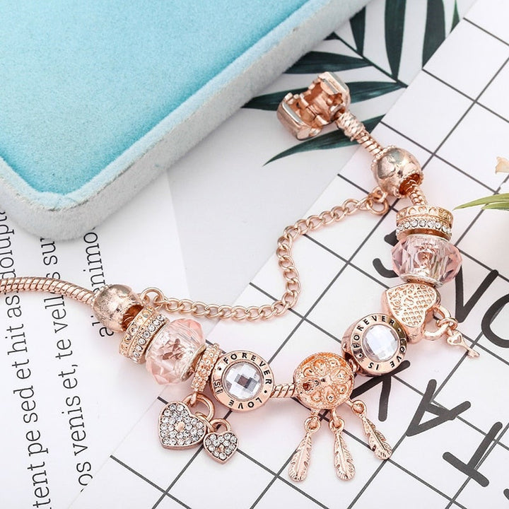 Rose Dreamcatcher Armband mit Charms aus Sterlingsilber