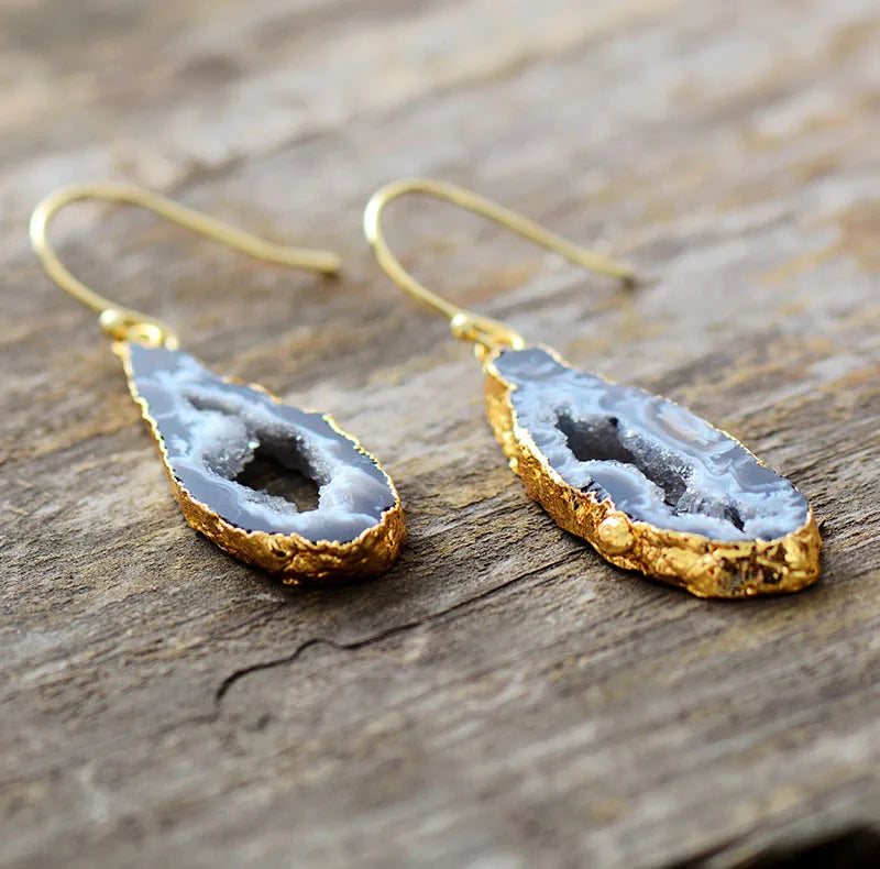Druzy Geode Tropfenohrringe
