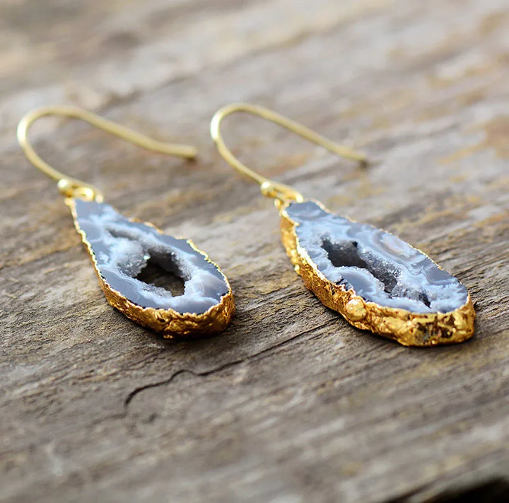 Druzy Geode Tropfenohrringe