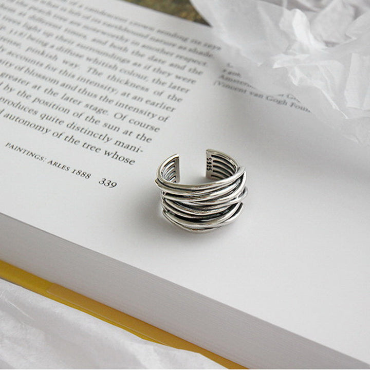 Silberne Verstellbare Geschichtete Ring