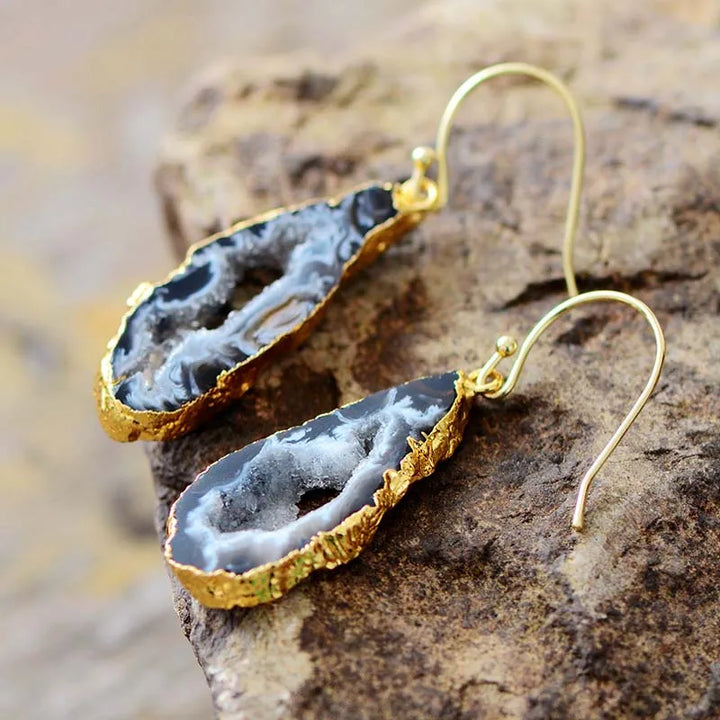 Druzy Geode Tropfenohrringe