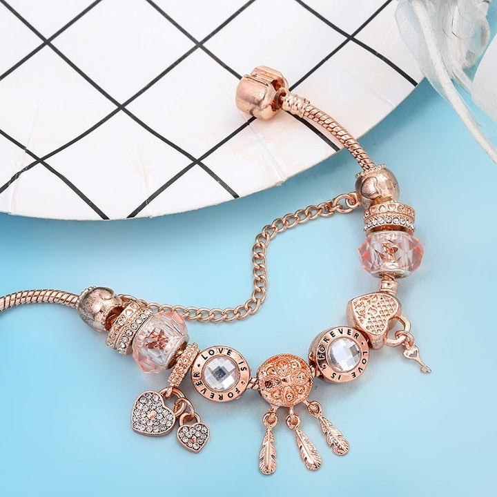 Rose Dreamcatcher Armband mit Charms aus Sterlingsilber