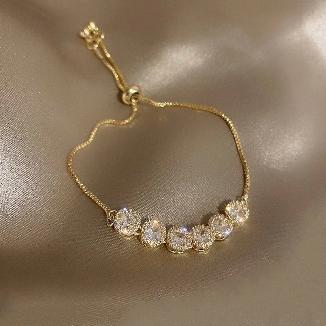Verstellbares Luxusarmband mit Gold-Zirkonia
