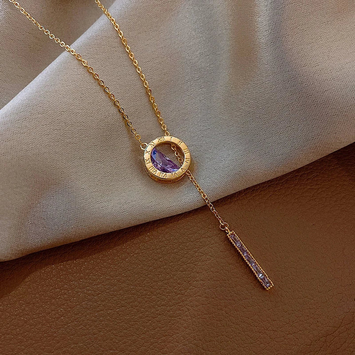 Römisches Halsband mit lila Zirkonia in Gold
