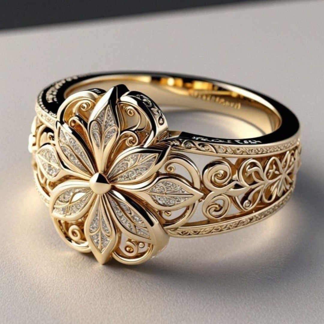 Exotischer Blumen-Zirkonia-Goldring