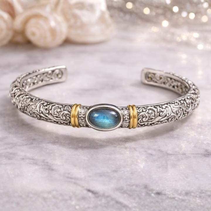Vintage Zirkonia Offenes Silberarmband