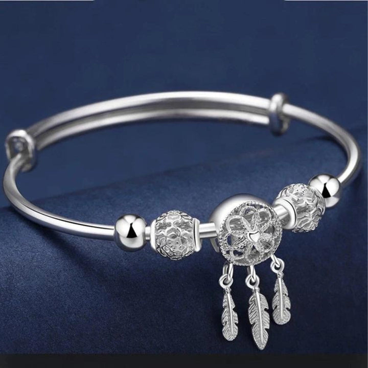 925 Sterling Silber Verstellbares Armband mit Dreifachblatt-Anhängern