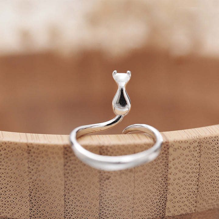 925 Sterling Silber Verstellbarer Kätzchenring
