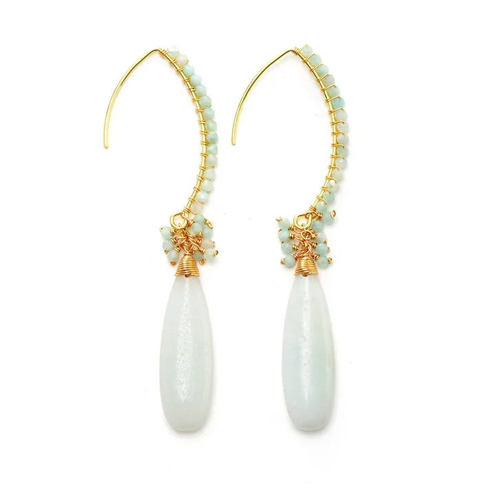 Elegante Amazonit- und Gold-Ohrringe