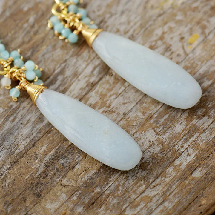 Elegante Amazonit- und Gold-Ohrringe