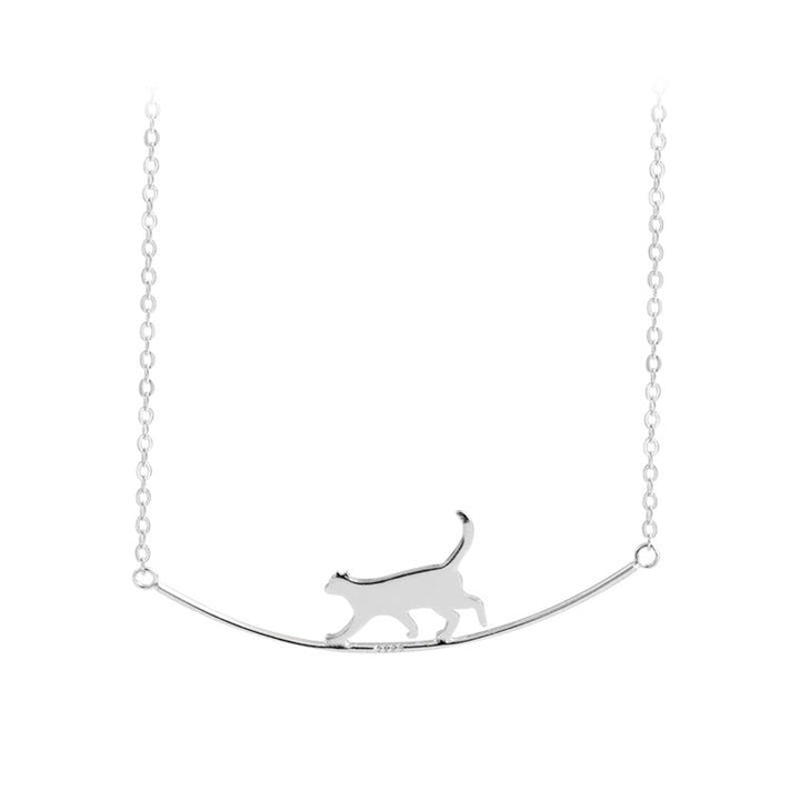 Kletternde Katze Halskette in Silber
