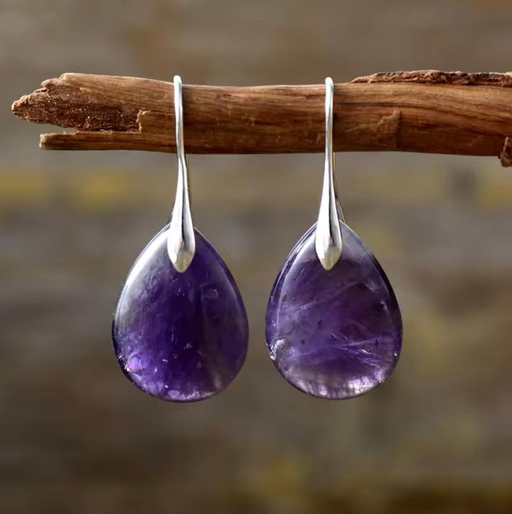 Tropfen-Amethyst Naturstein Ohrringe