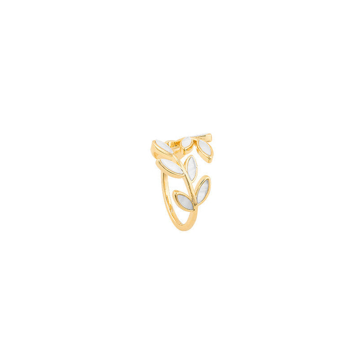 Weisser Opal Blatt Verstellbarer Ring in Gold