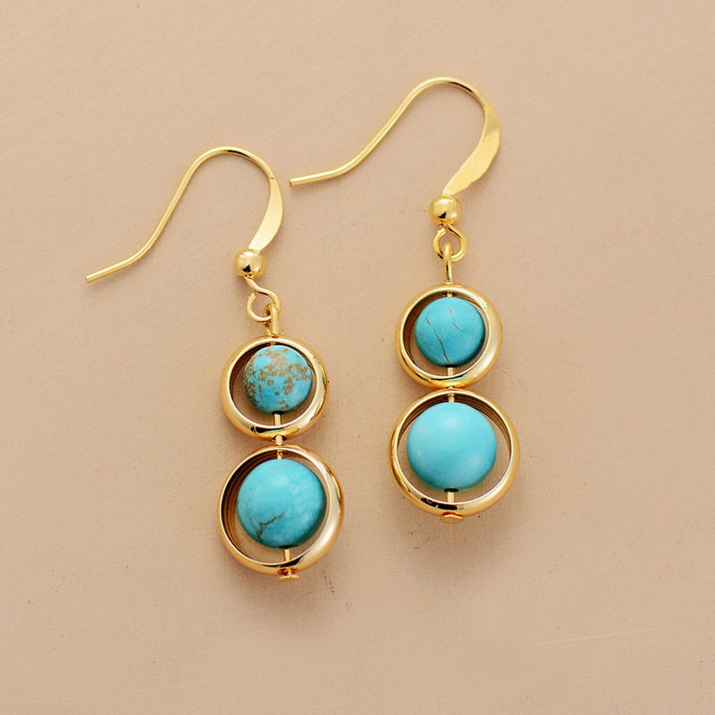 Sphären Turquoise Gold Ohrringe