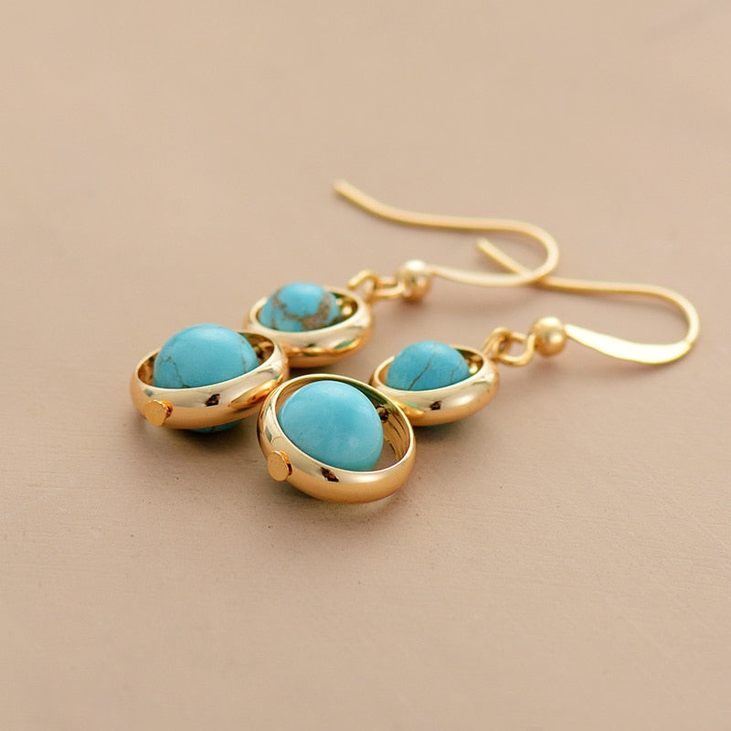 Sphären Turquoise Gold Ohrringe