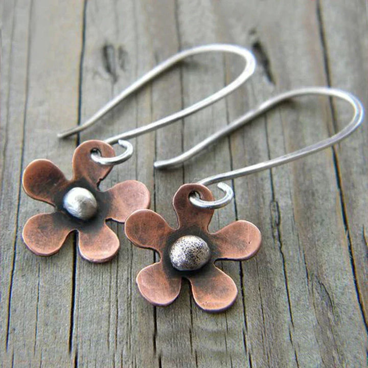 Vintage Blumenohrringe aus Silber