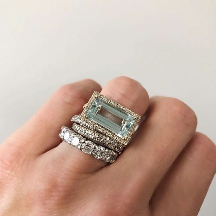 Elizabeth | Vintage Silber Türkis Glas Ring Set