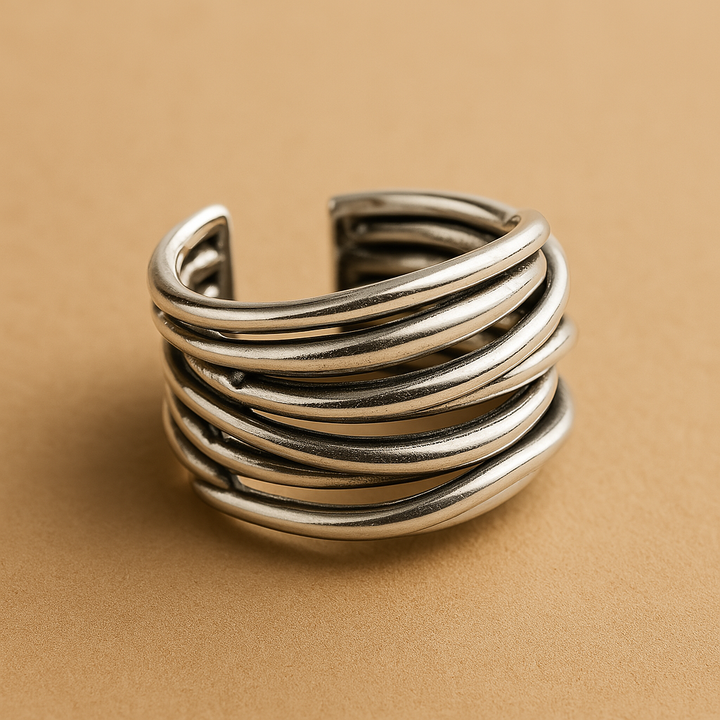 Silberne Verstellbare Geschichtete Ring