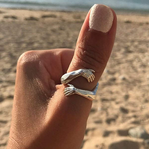 Silberner verstellbarer Hug Ring